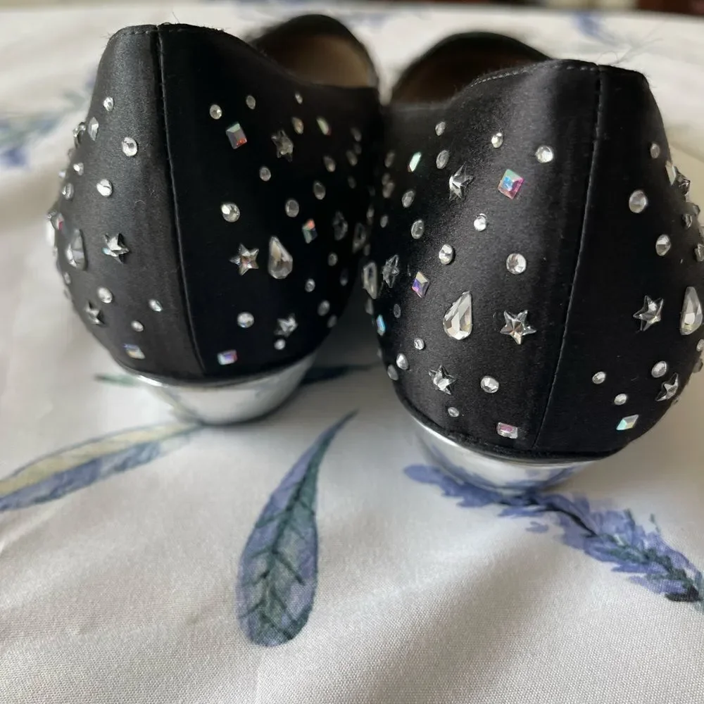 GIORGIO ARMANI Swarovski‎ Crystals Ballerina Slippers Flat Shoes It 39.5